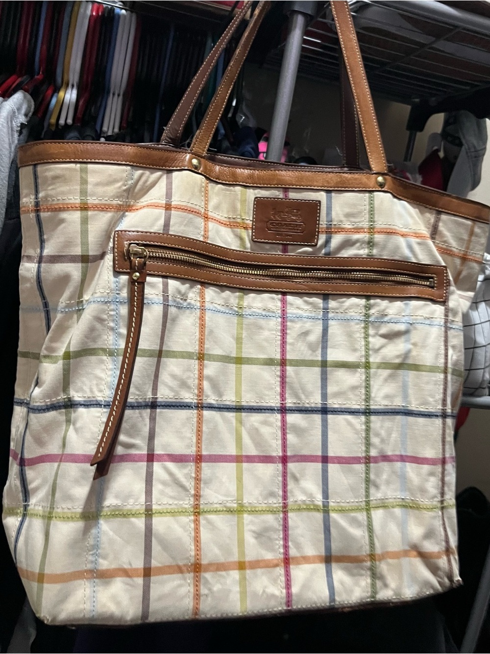Vintage coach legacy tattersall tote